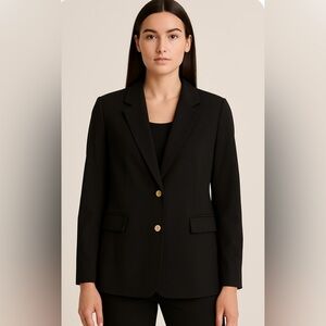 Elegant Black Women's Blazer with Gold Buttons